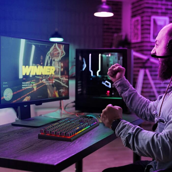 Ігрова клавіатура та миша RaceGT з підсвічуванням RGB, 104 клавіші, 7 кнопок миші, 6400 DPI, QWERTZ (DE-Layout)