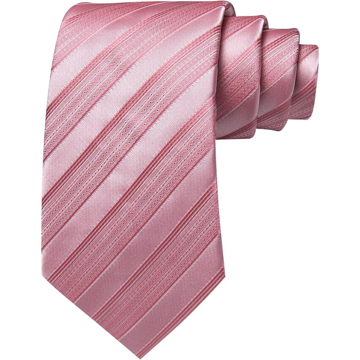 Краватка з хустинкою та запонками Barry.Wang для ділового стилю, набір у смужку та клітинку, для свят та весілля (рожеві смуги)