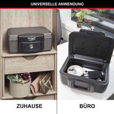 Master Lock Fireproof and Waterproof Safe with Key - Triple Protection (Flight, Fire, Flood), 4.9L, 15.6 x 36.2 x 33 cm