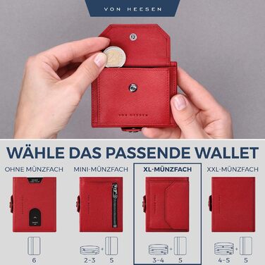Портмоне VON HEESEN Slim з відділенням для монет та RFID захистом - для чоловіків та жінок - картхолдер, міні-портмоне, гаманець з карбону чорного кольору.
