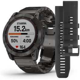 Garmin Fenix 7X Sapphire Solar з титановим браслетом, сірий/сірий колір