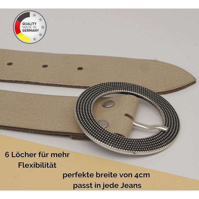 Жіночий шкіряний ремінь Anna Matoni 4 см, Німеччина, бежевий - класичний дизайн, натуральна шкіра, нікелева пряжка, 115 см