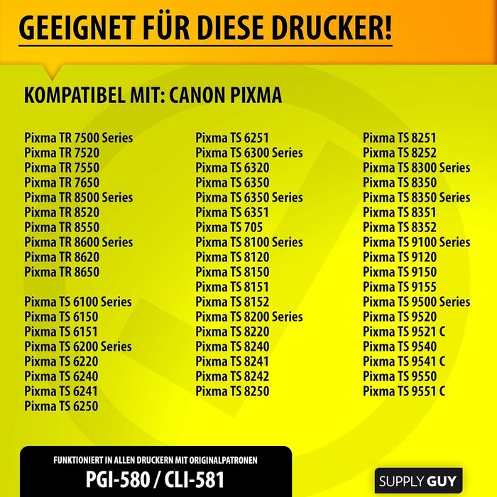 Картриджі Supply Guy 580XXL PGBK (чорний), сумісні з Canon PGI 580 XXL для Pixma TS705, TS6350, TS8350, TR8550, TS9550 та інших (набір 3 шт.)