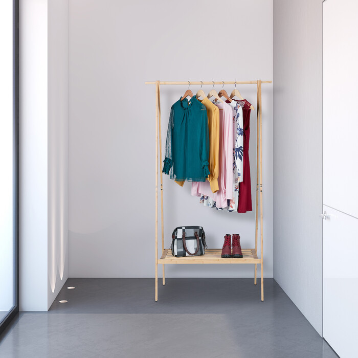 Relaxdays Folding Clothes Rack with Shelf