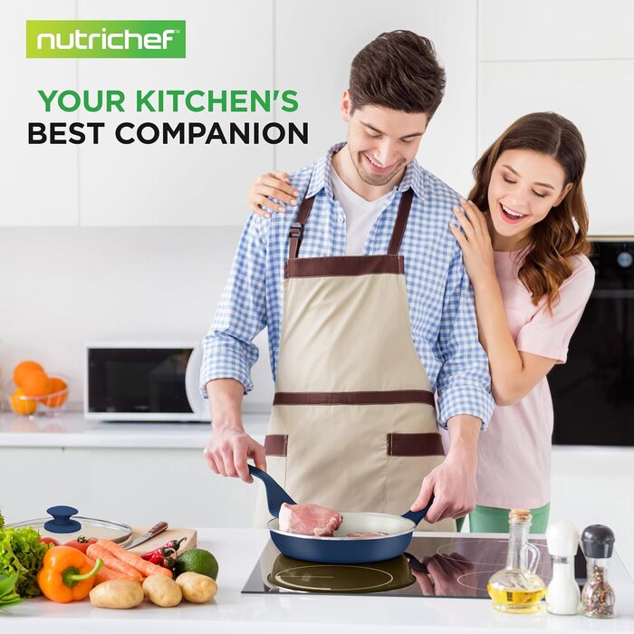 Набір посуду NutriChef 54 предмети з антипригарним покриттям | Граублау | Для Induktion, Gas & Elektro | З кухонними аксесуарами, деко та ножами