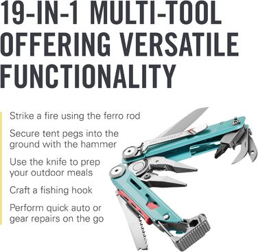 Leatherman Signal Multi-Tool - 19 Tools for Camping, Survival & Outdoor Activities - Light Blue with Nylon Sheath