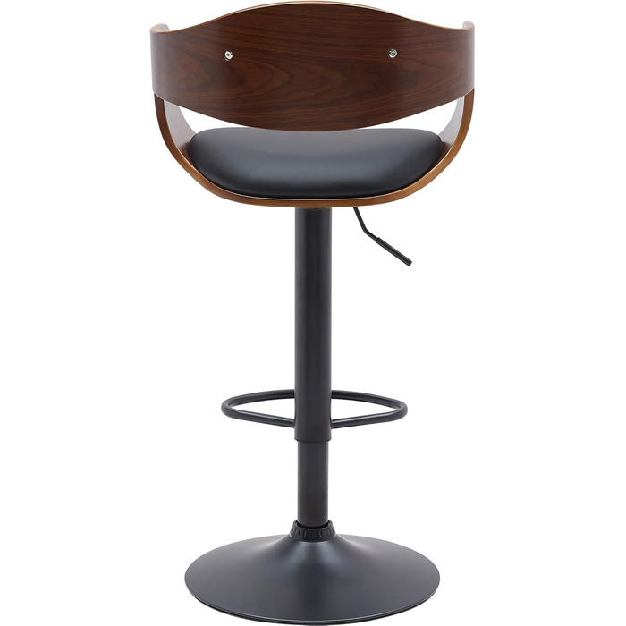 Kingston Adjustable Bar Stool with Premium Faux Leather Cushion - Walnut/Black