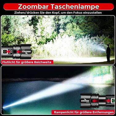 Тактична ліхтарик Shadowhawk 500000 Lumen: 10 Вт, дальність до 1000 м, 24 год роботи, LCD-дисплей, для кемпінгу та туризму