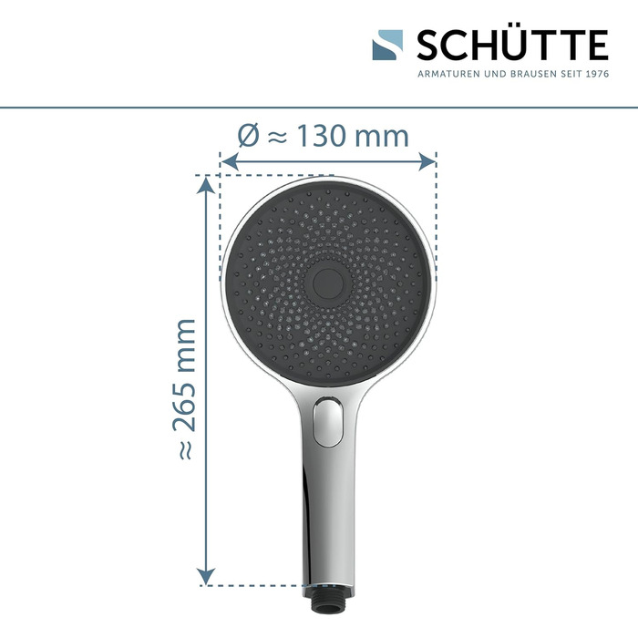 SCHÜTTE Handshower SAMOA RAIN | Jet Stream Technology | Showerhead with over 300 nozzles | 3 adjustable spray patterns | Anti-limescale showerhead for the shower | White (Chrome)