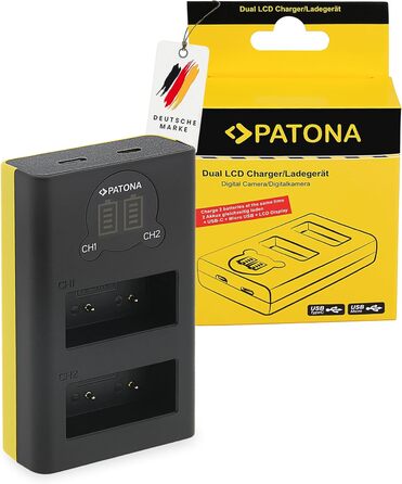 Зарядний пристрій Patona Dual LCD USB-C для акумуляторів Fujifilm NP-W126s/NP-W126 (X-T5, X-T50, X100VI, X-S10, X-T30, X-Pro3) з дисплеєм заряду + USB-кабель
