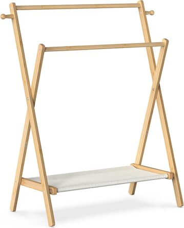 Kids' Clothes Rack, Small Clothes Rack for Toddlers and Pets, Dress-Up Rack with Shelf and Double Rods, Foldable Clothes Rack for Kids' Rooms (Standard Size)