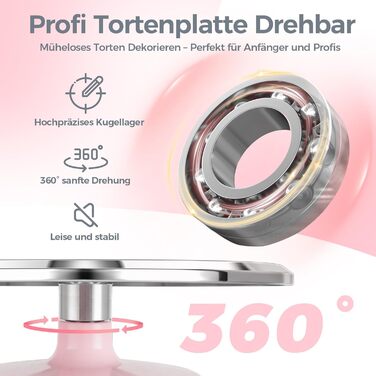 Ohuhu Поворотна платформа для тортів, 30 см, з лопатками та скребками, рожева | Для декорування та випікання