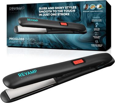 Professional Ceramic Hair Straightener & Curler - Adjustable Temperature 80-235°C, Ionic Plates, 3m Cord, LCD Display, Hair Protection Oils