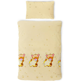 Набір постільної білизни для дітей Gräfenstayn® з мотивами тварин (жирафа та слон) та інтегрованою блискавкою, 100% бавовна (ренфорс) - ковдра 135x100 см, подушка 60x40 см