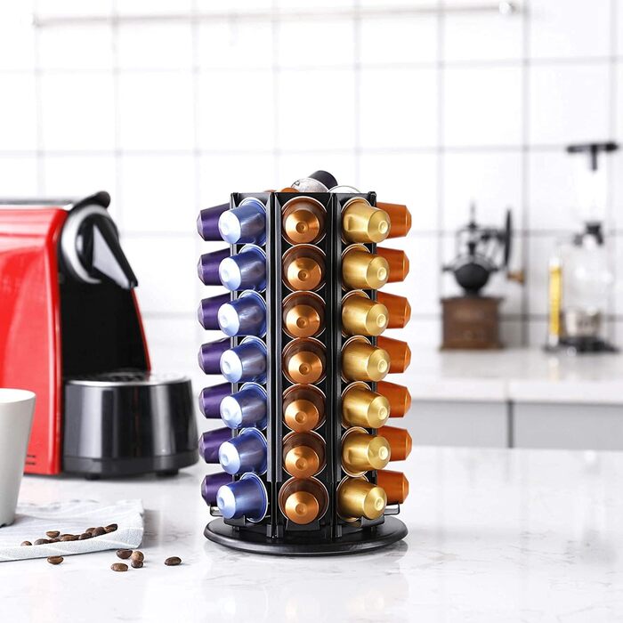 Тримач для капсул кави Bagoo Nespresso з поворотним столом та додатковим місцем для зберігання (56+)