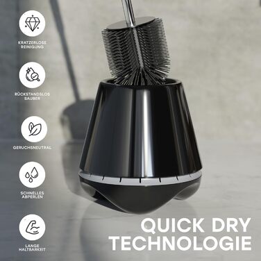 SAVEGA® Оригінальна силіконова щітка для унітазу - комплект з тримачем. Антибактеріальна щітка для туалету, чорний/сірий колір.