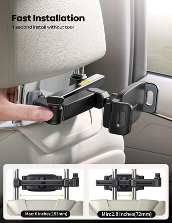 Тримач для планшету Lamicall у машину - універсальний, для iPad, Switch, Samsung Tab, смартфонів (4.7-11 дюймів), чорний