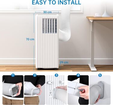 Мобільний кондиціонер 7000BTU/2.0kW: охолодження, вентиляція, осушення, до 68 м³