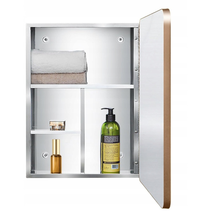 Шафа у ванну кімнату з нержавіючої сталі з дзеркалом, колір 