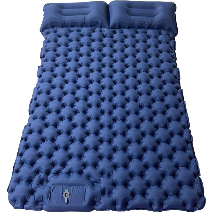 Надувний килимок для кемпінгу Mumisuto Isomatte на 2 особи з самонадуваванням, з насосом-пресом та подушкою, 196 x 125 x 9 см, блакитний