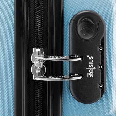 Набір валіз Zelsius 3 шт. чорного кольору | ABS, з кодовим замком, подвійними колесами та внутрішнім роздільником | Ручна валіза, набір валіз з твердим корпусом, тривала валіза, велика валіза, багаж (сталево-блакитний)