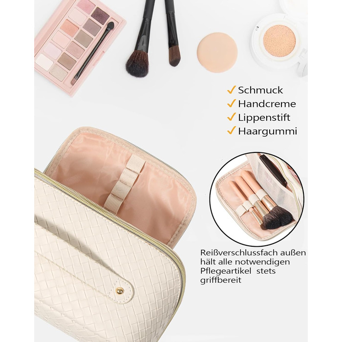 Косметичка для макіяжу велика водонепроникна з PU-шкіри, для подорожей, чорна вінтажна