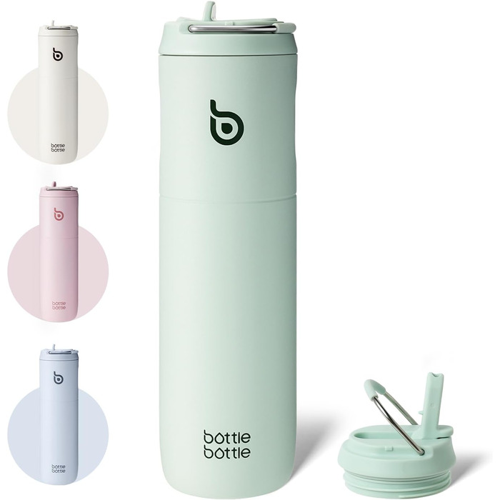 BOTTLE BOTTLE Insulated Stainless Steel Water Bottle 750 ml with Straw, Lid & Handle – Leak-Proof, BPA-Free, Double-Walled – Ideal Water Bottle for Sports, Travel & Fitness (Green)