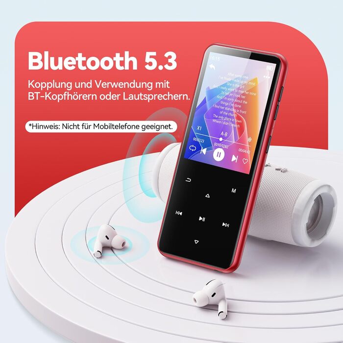 MP3 плеєр AGPTEK 64GB з Bluetooth 5.3, TFT-екраном 2.4