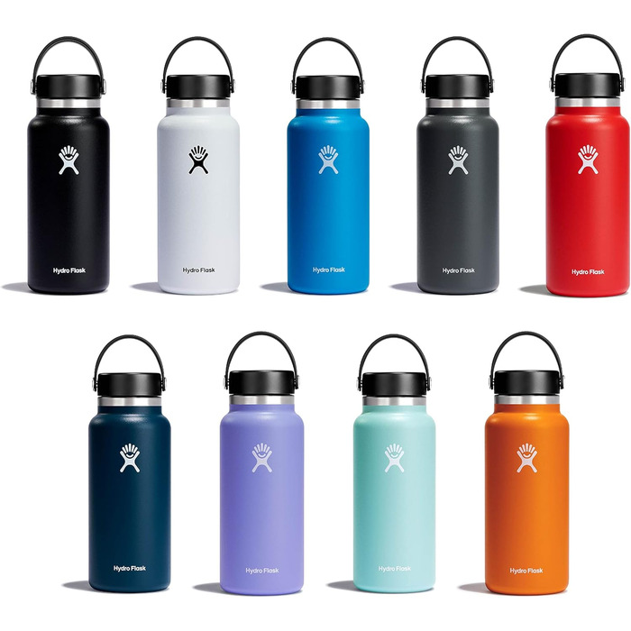 HYDRO FLASK - 1180ml (40oz) Water Bottle - Insulated Stainless Steel Water Bottle - Sports Bottle with Leakproof Flex Cap Lid & Strap - Dishwasher Safe Thermos Bottle - Wide Mouth Opening - (Flex Cap, Berry)