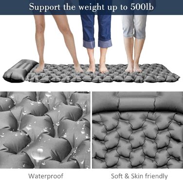Ultralight Inflatable Camping Mat with Pillow - Waterproof Folding Air Mattress for Camping, Hiking, Travel & Backpacking