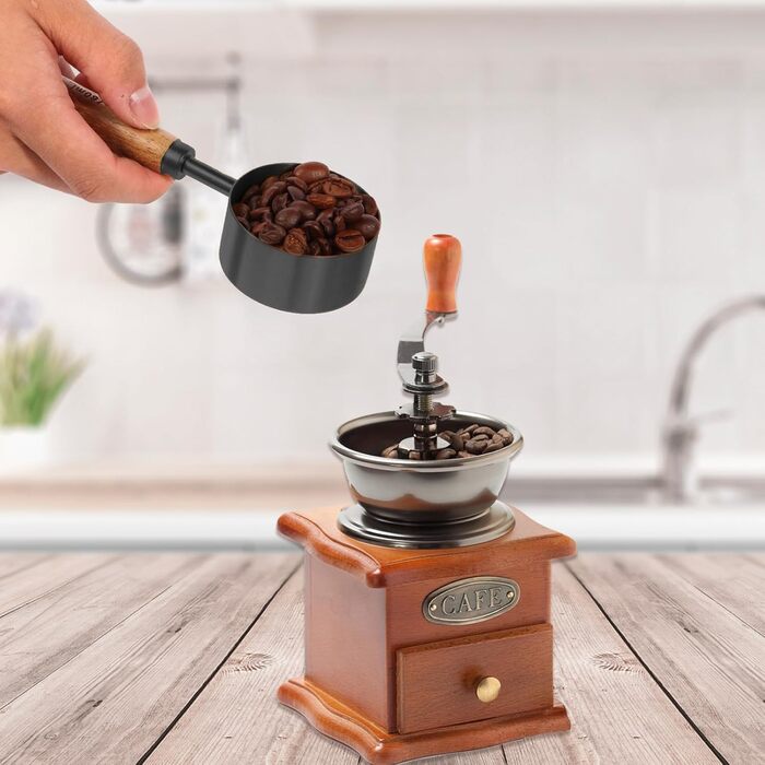 Gold Measuring Cup and Spoon Set with Fragrant Wooden Handles, Premium Stainless Steel Measuring Spoons and Cups Set, for Cooking and Baking in the Kitchen (8 Pieces)