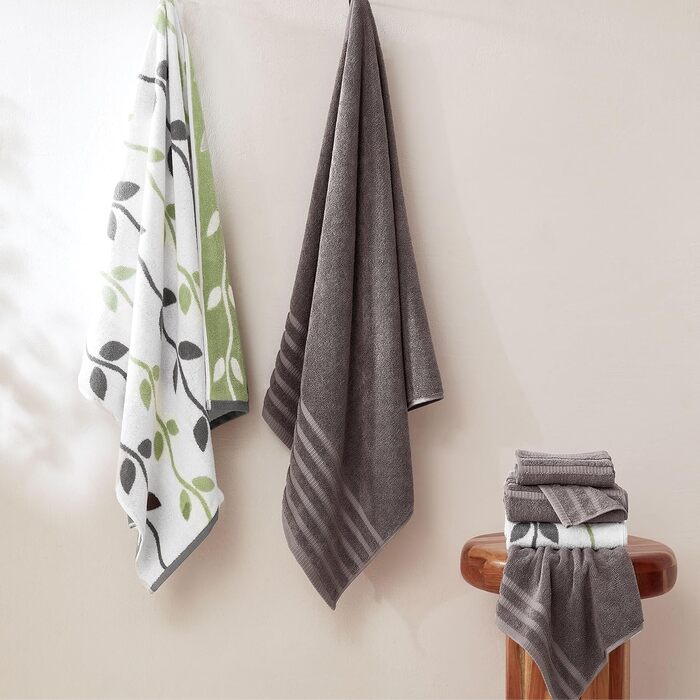 Набір махрових рушників Amrapur Pacific Coast Textiles з органічної бавовни, фарбовані в нитці, 6 шт, сірі, стандартний розмір