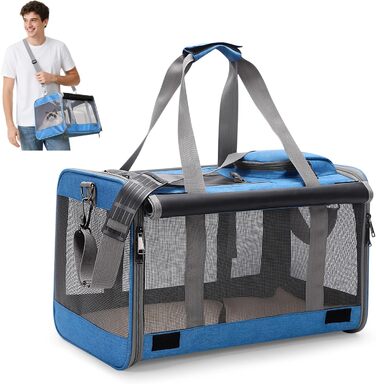 Транспортна сумка для котів та маленьких собак ALLSOPETS, до 9 кг, блакитна