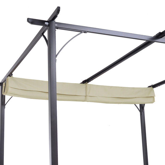 Outsunny Pergola Gazebo 3 x 3 m Waterproof with Sliding Roof and UV Protection for Garden and Patio, Aluminum Beige