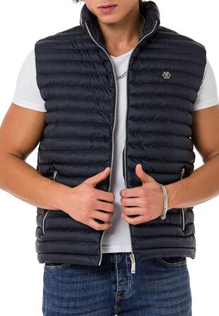 Чоловіча вітрозахисна куртка Redbridge з коміром-худи, модель Bubble Vet, чорна (M, темно-синій)