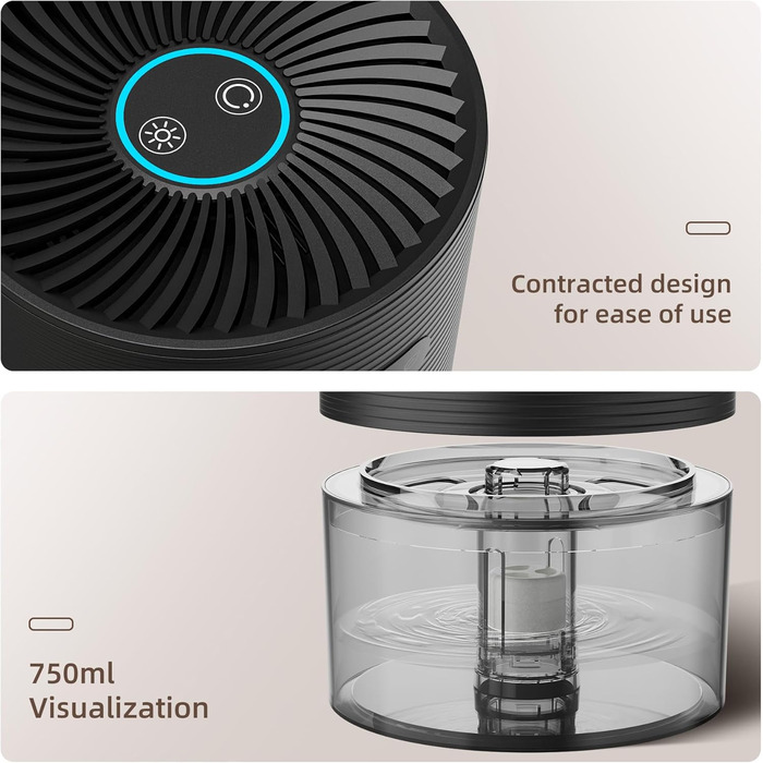 CONOPU Electric Dehumidifier, Energy-Saving Room Dehumidifier, Automatic Shut-Off, Dehumidifier Basement Small, Ultra-Quiet Closet, Bathroom, Bedroom, Office, Black, 21.3*12.8*12.8cm