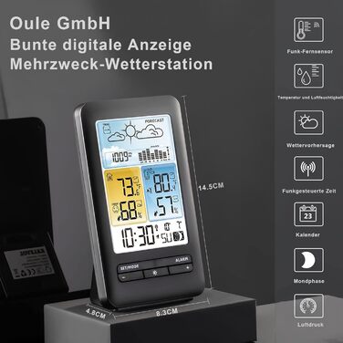 Pool Thermometer Funk: Digital pool and pond thermometer with LCD radio receiver, IPX8 (Water thermometer radio, pond thermometer radio, underwater)… (WScolor1ST)