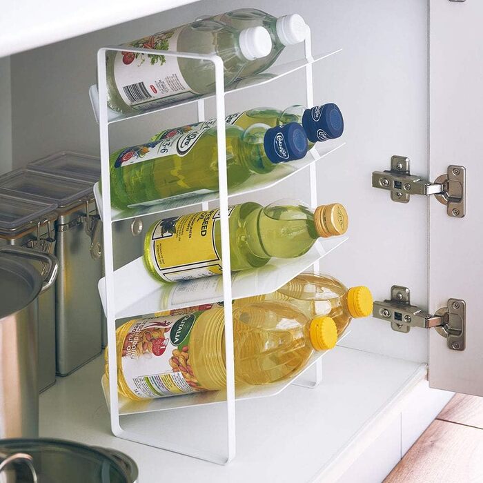 Yamazaki 4304 Tower Bottle Rack, White, Steel, Minimalist, 20 x 20.5 x 40 cm