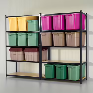 OfficeMarshal Heavy-Duty Shelving Unit - Lakota (200 x 120 x 60 cm, Black)