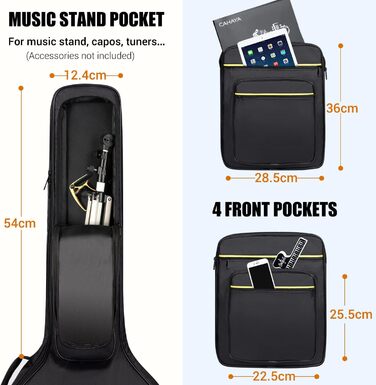 Чохол для гітари Cahaya Gig Bag: водонепроникний, з кишенями для аксесуарів, для гітар 40-41 дюймів