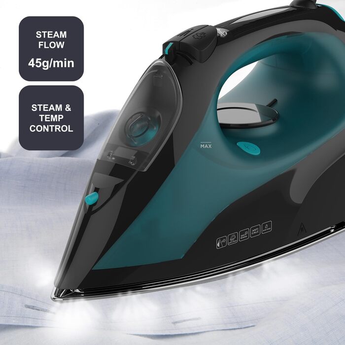 Праска Black+Decker Blau BXIR2200E з парою, 2200 Вт, пластик, 370 мл, 2400 Вт, 150 г/хв