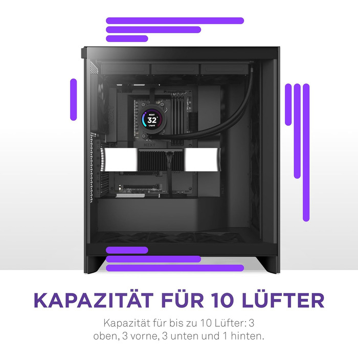 Корпус NZXT H7 Flow: Mid-Tower з покращеною вентиляцією | Чорний | Підтримка 3 x 120мм вентиляторів для GPU | 3 x 120мм фронтальні вентилятори | 420мм радіатор
