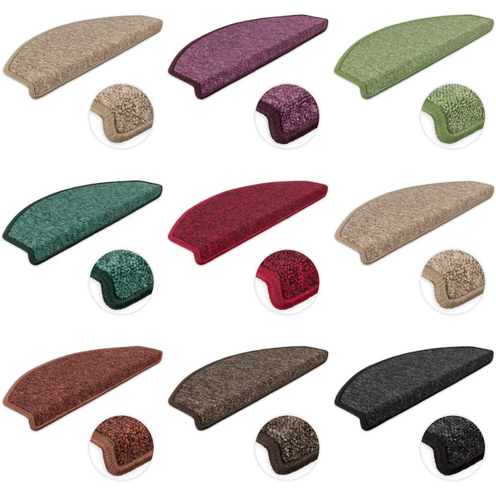 Сходинкові килимки Metzker Imago на сходи - фіолетовий (15 шт.) з антиковзким покриттям та ворсовим підкладом