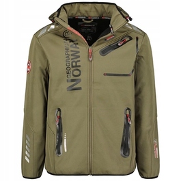Чоловіча куртка софтшелл Geographical Norway з каптуром, водонепроникна, зелена, розмір L