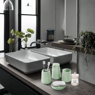 Набір аксесуарів для ванної кімнати IMAVO 4 шт: тримач для зубних щіток, стаканчик, дозатор мила, мильниця. Зелений колір