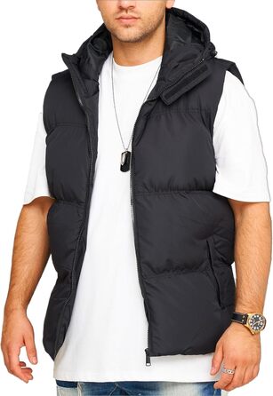 Чоловіча тепла жилетка Behype з капюшоном, стеганий пуховик, чорна (J17 L)
