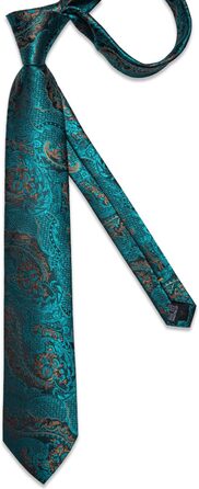 Набір краваток DiBanGu чоловічий: шовкова краватка, нагрудна хустка, запонки, зажим для краватки, блакитно-зелений візерунок Paisley, для ділових зустрічей