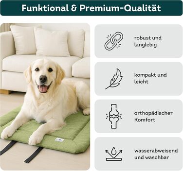 Килимок для собак Wanderpfote, 75x50 см – ортопедичний, водовідштовхувальний, для подорожей – зелений