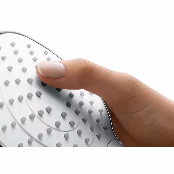 hansgrohe Crometta 100 Showerhead, 3 Spray Patterns, White/Chrome
