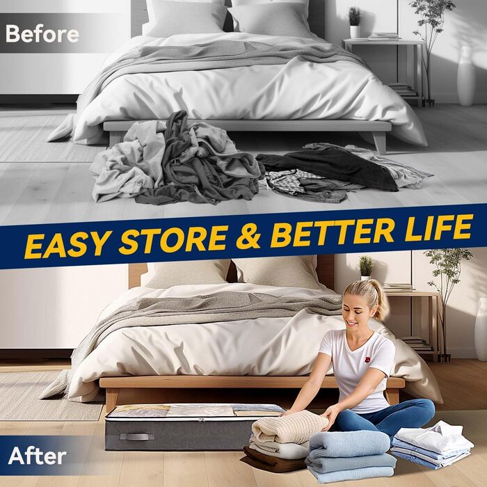 Комод під ліжко Boic, 2 шт., 60 л, для зберігання постільної білизни та одягу, з кришкою, складний, велика коробка для зберігання